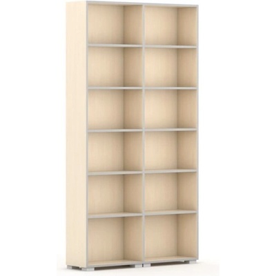 Knižnica Silver Line, breza, 2 stĺpce, 2230x1200x400 mm