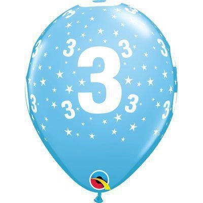 Qualatex Balóniky potlač číslo 3 modrý 11" 28 cm