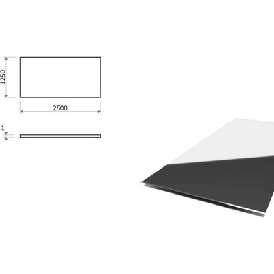 Nerezový plech leštěný (1.4301/7 - 2R) 1,25x2,5 m, tloušťka 1 mm + fólie