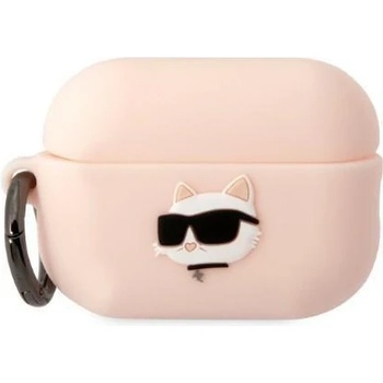 KARL LAGERFELD Силиконов калъф с карабинер за Apple AirPods Pro 2 Karl Lagerfeld AirPods Pro 2 3D Logo NFT Choupette Head Silicone Case