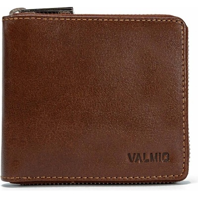 Valmio RFID kožená peněženka na zip hnědá