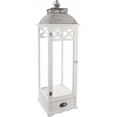 Lucerna dřevo/kov bílá velká 32x32x107 cm – Zboží Dáma