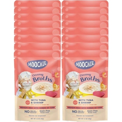 MOOCHIE Krémové vývary s tuniakom a krevetami bez obilnín 16x40 g