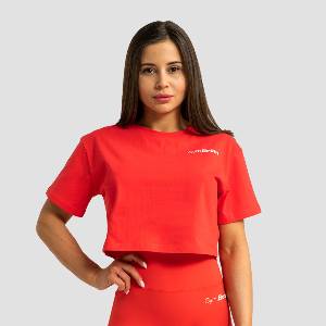 GymBeam Дамска кроп топ тениска Limitless Hot Red XS