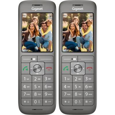 Gigaset CL660HX DUO - 2 design DECT handset with charging cradle - Fritzbox compatible - high-quality cordless telephone for router and DECT base, anthracite metallic [German version][Without base] - L36852-H2862-B101
