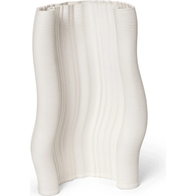 ferm LIVING Kameninová váza Moire Off-white 30 cm, bílá barva, keramika