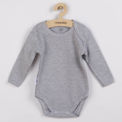 NEW BABY Kojenecké body s dlouhým rukávem Pastel šedé