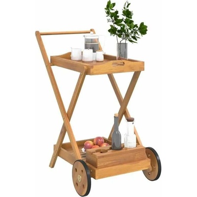 Servírovací stolek kolečka akáciové dřevo přírodní NoBi TOBY