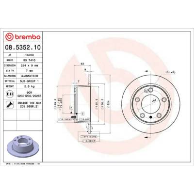 Brzdový kotúč BREMBO 08.5352.10 (08535210)