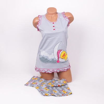 Светлосива пижама с пиленце