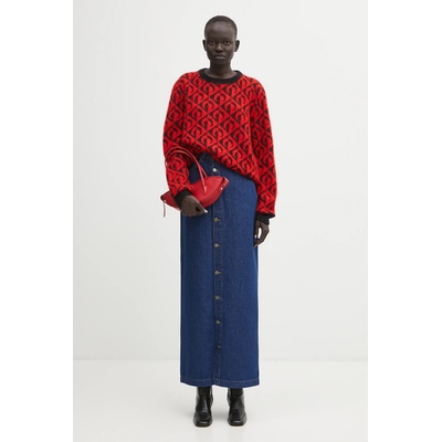 Fiorucci Дънкова пола Fiorucci Open Front Embroidered Maxi Denim (W02FPDSK387DN01DN11)