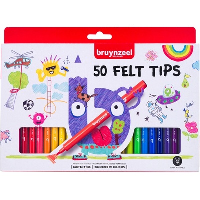 bruynzeel 60121050 tenké fixy v sadě 50 barev