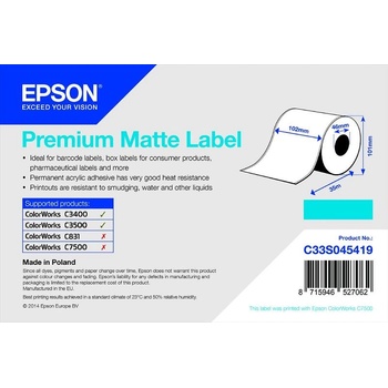 Epson Premium, 102mm x 35m, 163 g/m2 (C33S045419) (C33S045419)