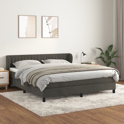 Petrashop 3127626 boxspring postel s matrací tmavě šedá samet
