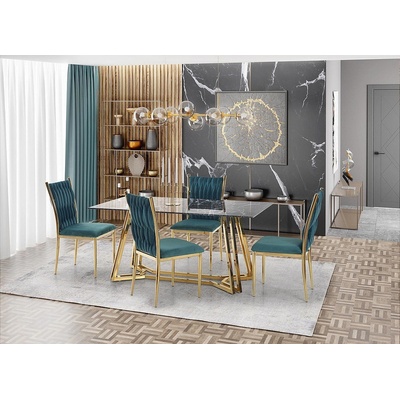 Halmar Праовъгълна маса konami черен мрамор / златно