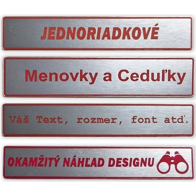 Jmenovky - cedulky na dveře - jeden řádek - červený text – Zboží Dáma