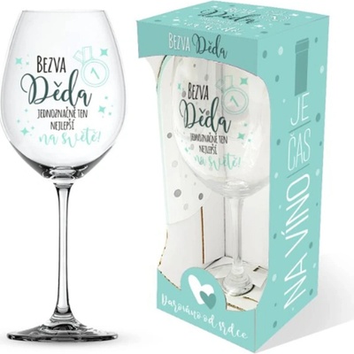 Nekupto Je čas na víno sklenice na víno s potiskem Bezva děda 440 ml