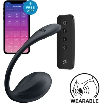 Satisfyer Вибро яйце с дистанционно и APP Satisfyer Ribbed Petal черно