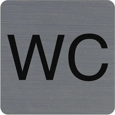 EXACOMPTA Informačná tabuľka, samolepiaca, 7,5x7,5 cm, hliníkový vzhľad, EXACOMPTA, "WC"