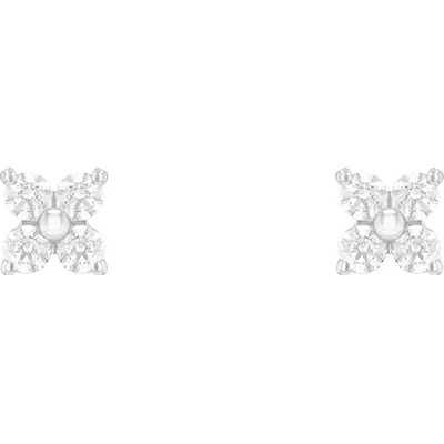 Eppi Strieborné náušnice s lab-grown diamantmi v tvare kvetiny Dorothee E44307
