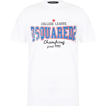 Dsquared2 Тениска DSQUARED2 College Print Cotton T-Shirt - White