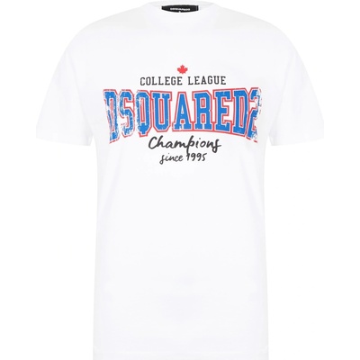 Dsquared2 Тениска DSQUARED2 College Print Cotton T-Shirt - White