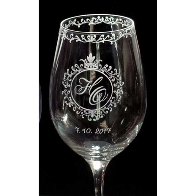Rytiskla cz dekor monogram vz011 r pp d svatební na sklenice a půllitry např 500 ml