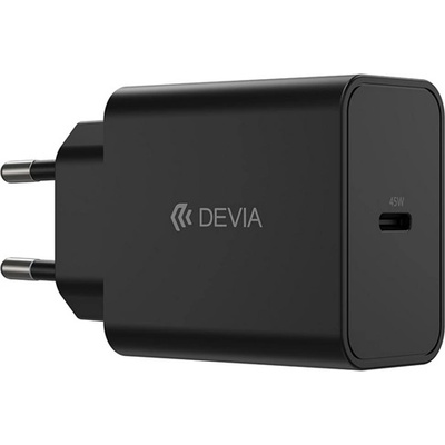 DEVIA ROCKET Променливотоково зарядно устройство Type-C с гнездо 45 W, бързо зарядно PD, ЧЕРНО (ST112872)