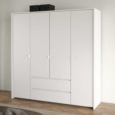Четирикрилен гардероб Next Бял