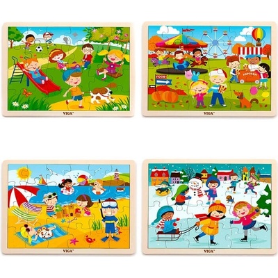 Viga drevené puzzle 24 dielikov 4 ročné obdobia 4 druhy spolu
