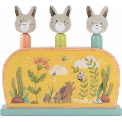 MOULIN ROTY Wooden Pop Up Toy Trois Petits Lapins vyskakovacia hračka 12m+ 1 ks
