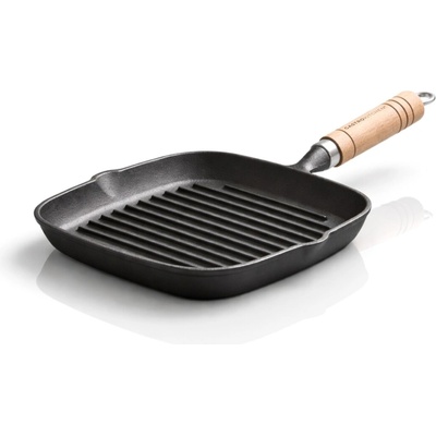 GastroKitchen Liatinová grilovacia panvica na steak s drevenou rukoväťou 22 cm