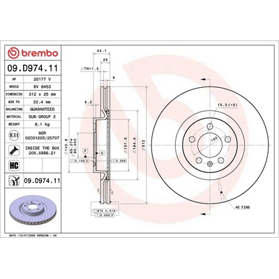 Brzdový kotúč BREMBO 09.D974.11 (09D97411)