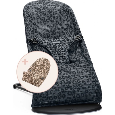 BABYBJÖRN lehátko Bouncer Bliss Anthracite/Leopard + náhradní potah Beige/Leopard Cotton