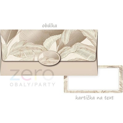 Obálka dárková na peníze - béžová s listy