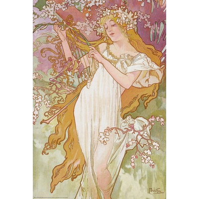 Plagát, Obraz - The Seasons Spring, Alphonse Mucha, 61 × 91.5 cm