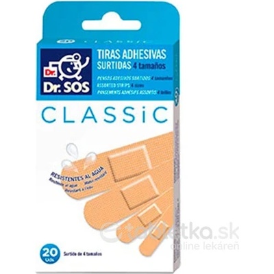 Dr. SOS Classic náplasť prúžky mix vodeodolné 20 ks