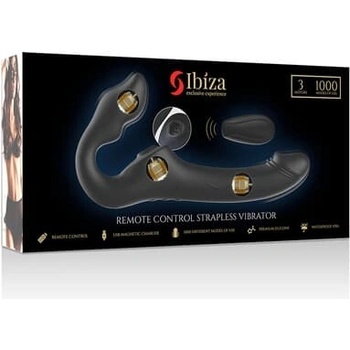 Ibiza Strapless Vibrator with Remote Control Push Button Black
