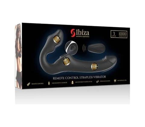 Ibiza Strapless Vibrator with Remote Control Push Button Black