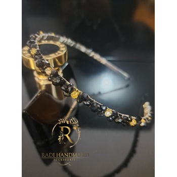 Radi handmade Диадема с черни капковидни перлени кристали (942)