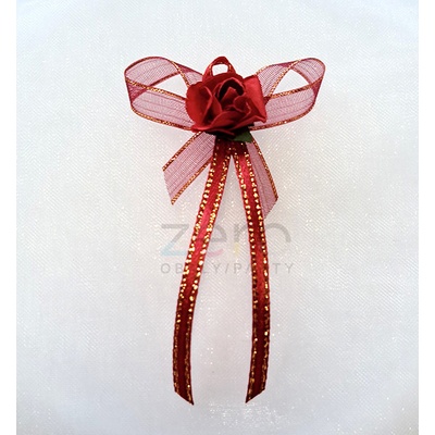 Vonička (vývazek) svatební - bordó-zlatá s růžičkou I