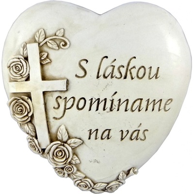 Náhrobný kameň veľké srdce kvety kríž S láskou spomíname na Vás 20cm