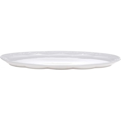 Chic Antique Porcelánový servírovací oválny podnos s čipkou Provence lace - 20 x 40 cm