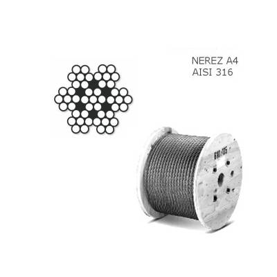 MTR Lano nerezové,ocel A4 DIN3055 malá cívka 7x7 Velikost: 4mm, Varianta: Lano nerezové,ocel A4 DIN3055 malá cívka., povrchova-uprava: nerez A4