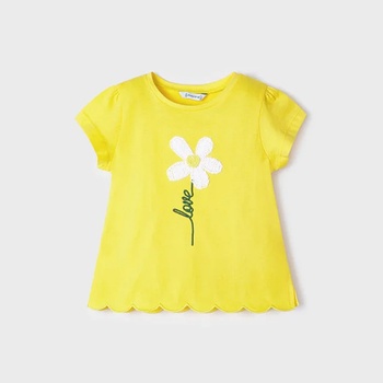 Image 1 of MAYORAL Тениска с къс ръкав в жълто с бродирано цвете за момиче Майорал