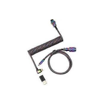 Keychron Premium Coiled Aviator Angled Cable Rainbow Plated