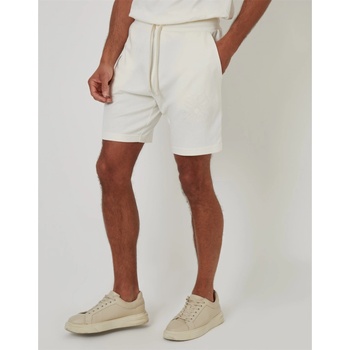 Threadbare Поларени къси панталони Threadbare Men's Ardsley Fleece Jogger Shorts - White