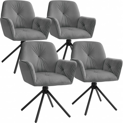 tectake 406021 otočné křeslo s područkami lenia polstrované sametový vzhled antracit 4 ks