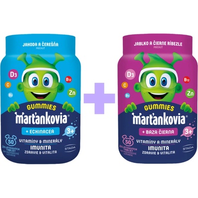 Marťankovia GUMMY Vitamíny s Echinaceou + Vitamíny s Bazou čiernou 50+50 želatínových tabliet