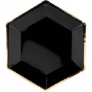 PartyDeco TANIER čierny so zlatým okrajom šesťstenný 23 cm